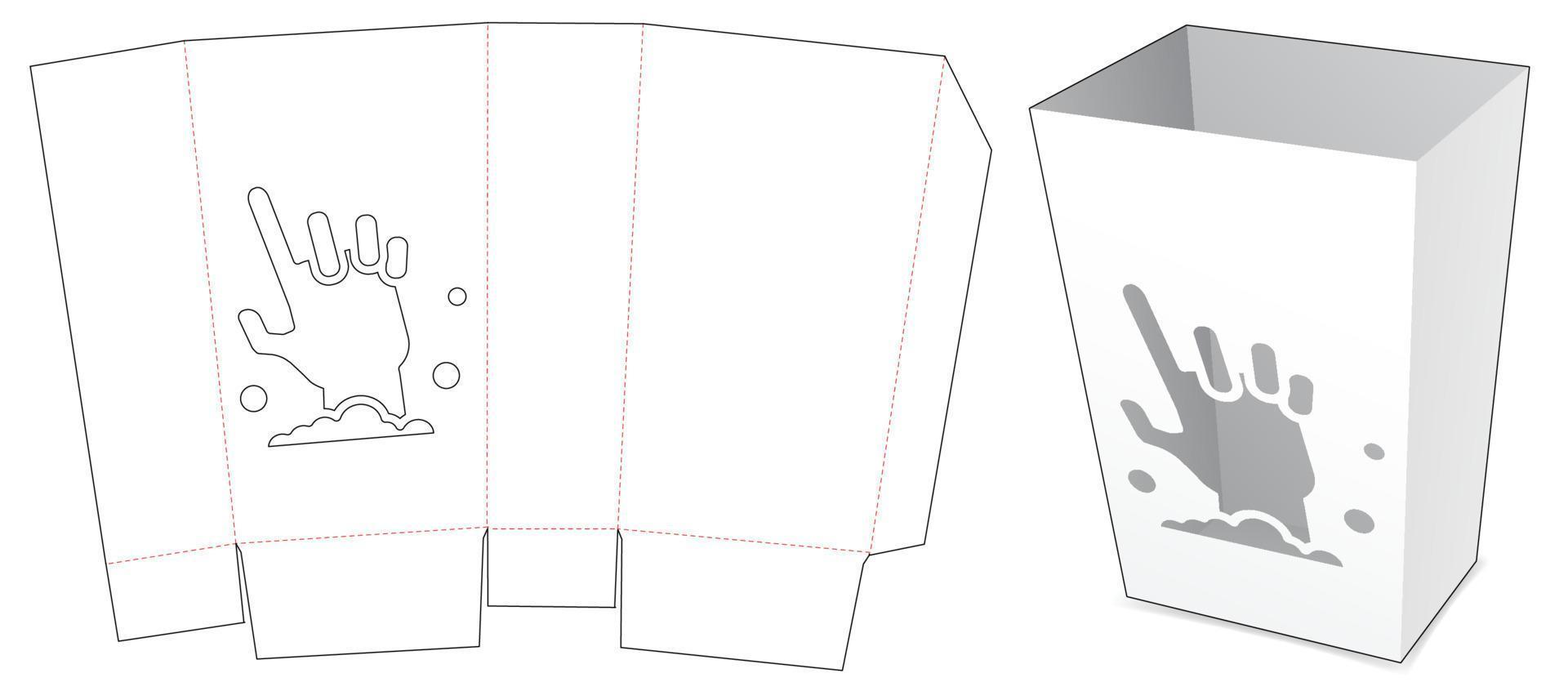 Contenedor de bocadillos con plantilla troquelada de ventana de mano zombie vector