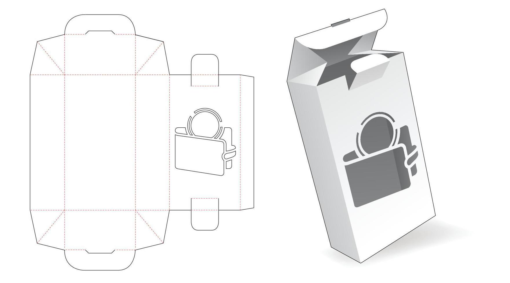 Folding box with wallet window die cut template vector