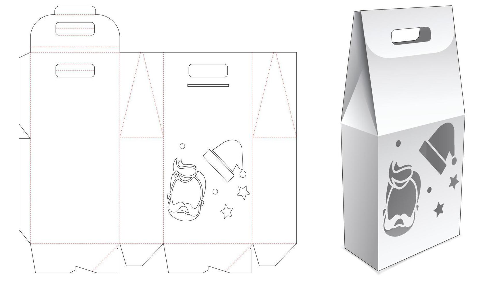 Embalaje de bolsas con plantilla troquelada de ventana de santa claus vector