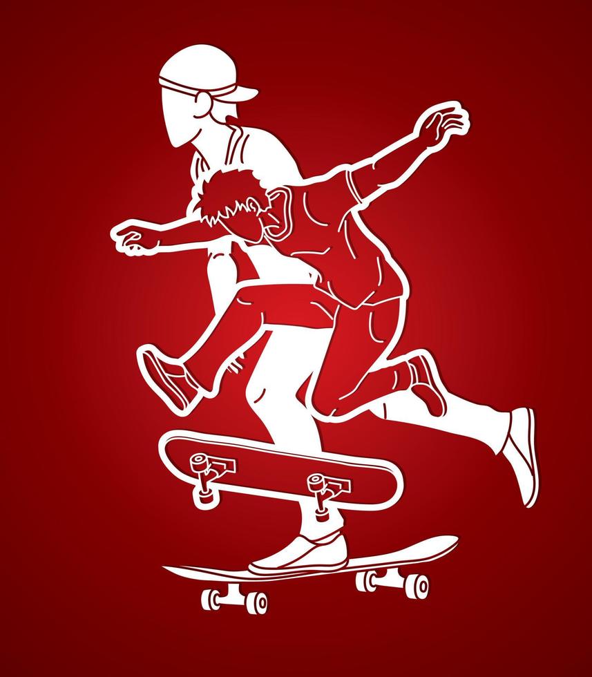 grupo de patineta acción patineta deporte vector