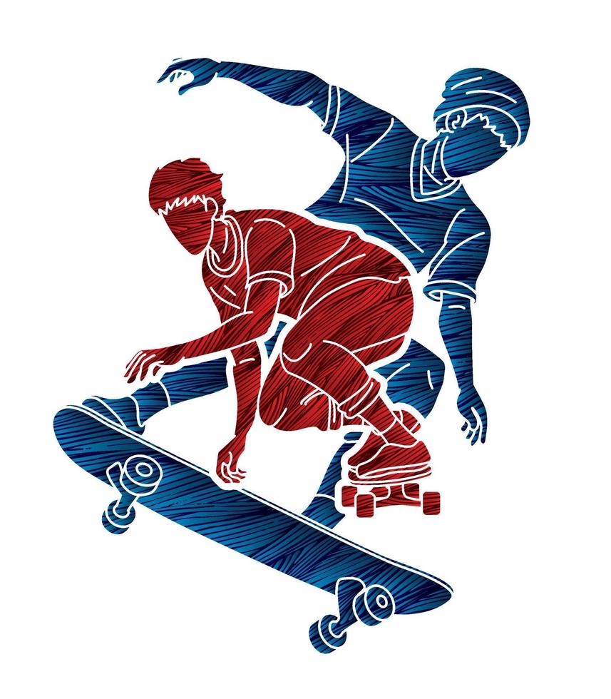patinador acción patineta deporte vector