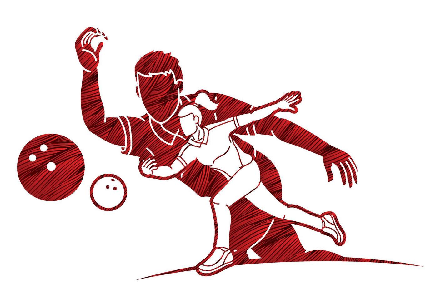 Shadow Bowling Players Sport Action vector