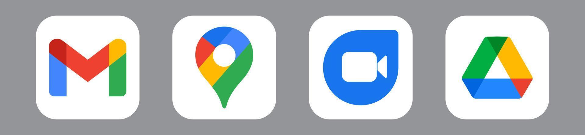 logotipo de Google Mail, Maps, Duo y Drive vector