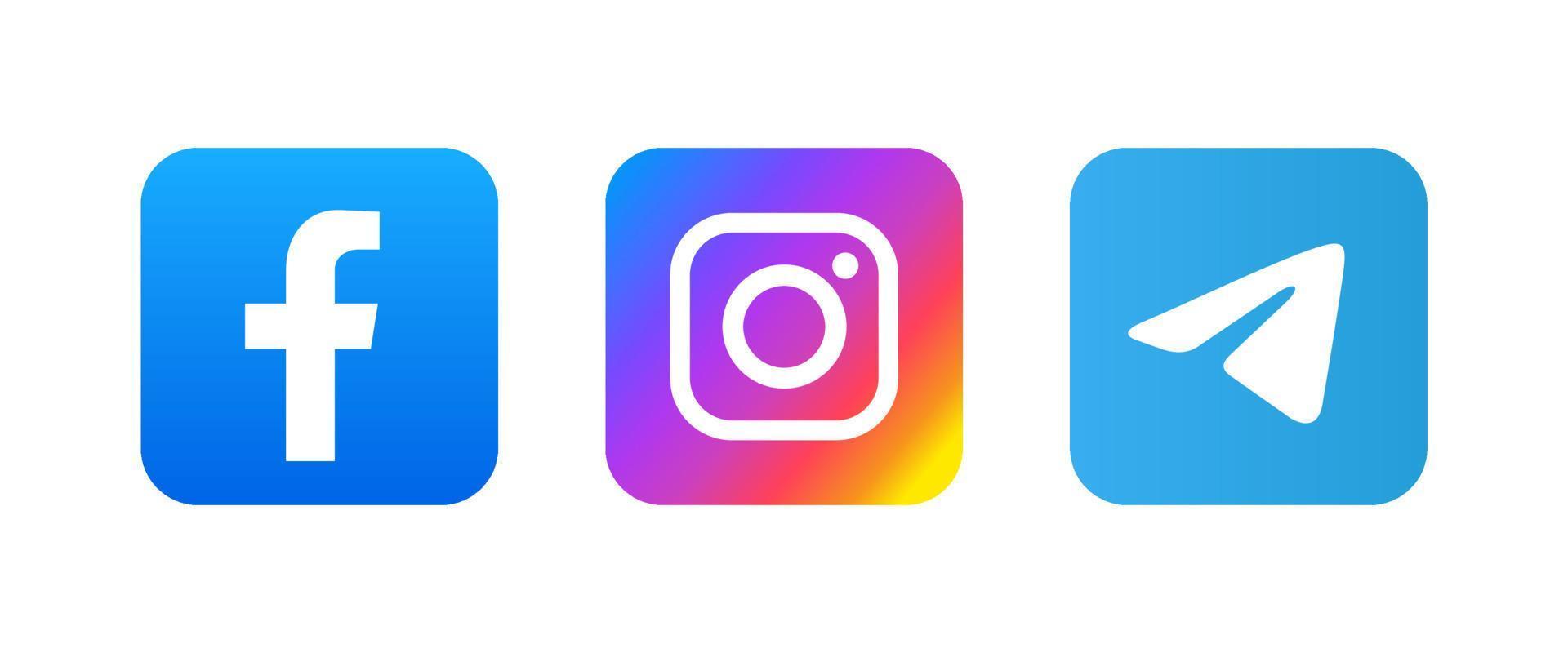 Facebook, instagram and telegram logo vector