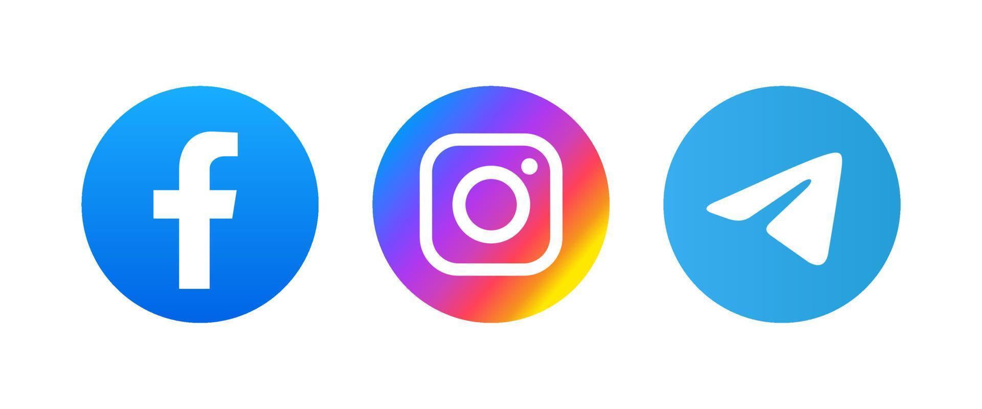 Facebook, instagram and telegram logo vector