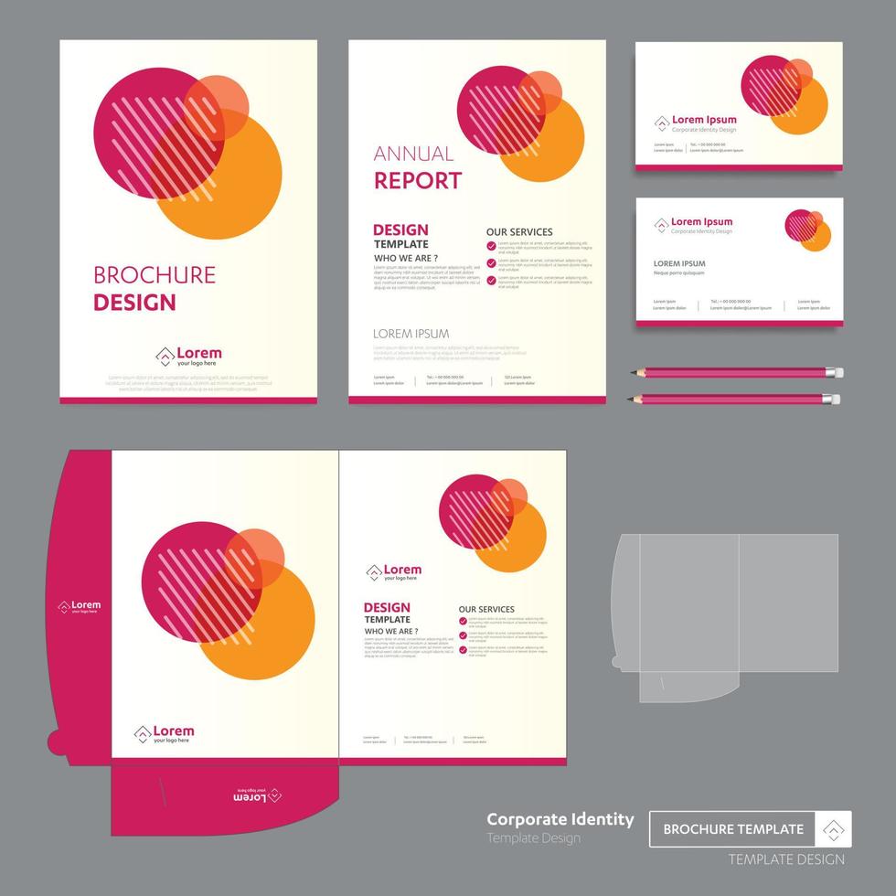 Corporate Business Design Folder Template for digital technology company. Element of stationery, people community friends presentation business, working promotion, Blue, Red, vector