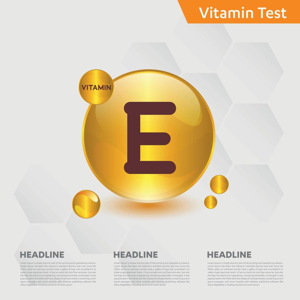 conjunto de colección de gotas de icono de vitamina e, colecalciferol. gota de oro gota del complejo vitamínico. médico para la ilustración de vector de salud