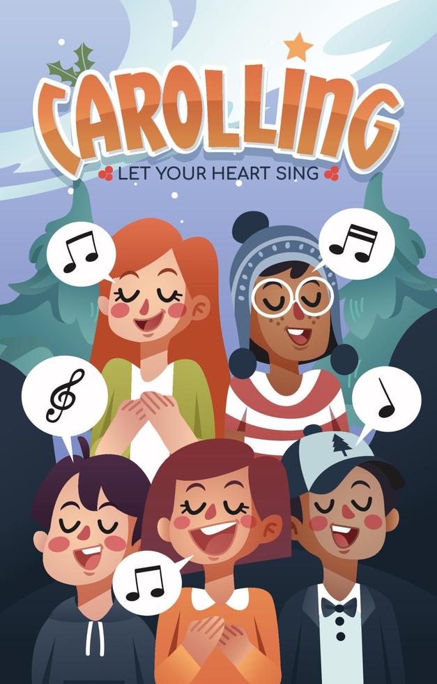 A Group Of Children Singing Cheerfully vector