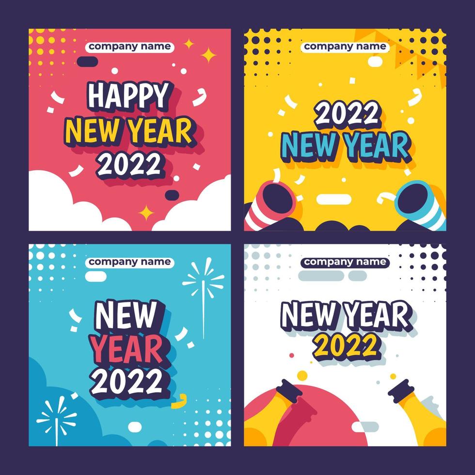 New Year Celebration Social Media Templates vector