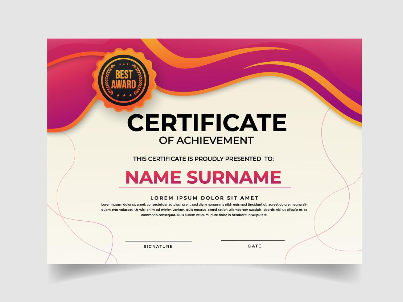 Certificate Set Template Fluid Elegant Gradient vector