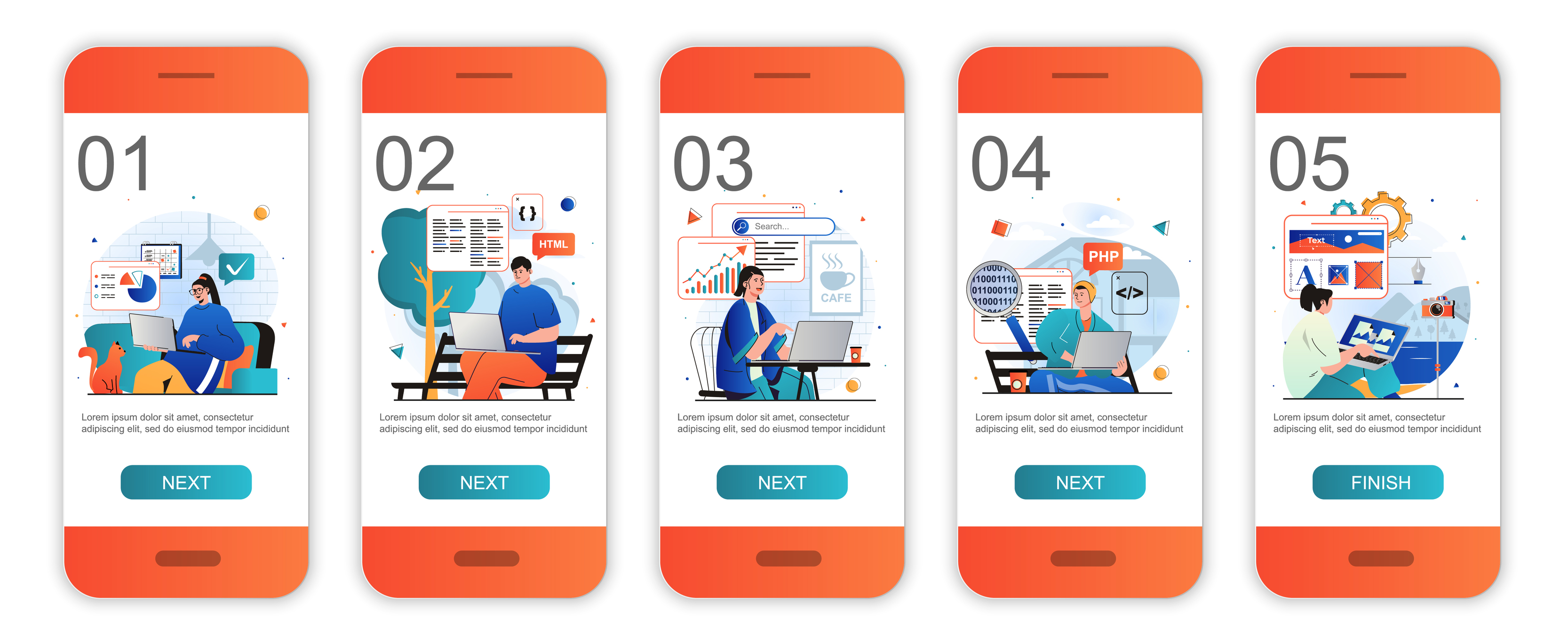 Freelance working concept onboarding screens for mobile app templates ...