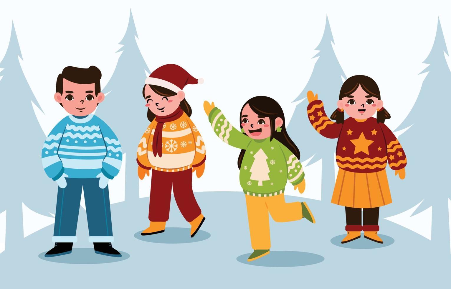 People Wearing Ugly Sweaters vector