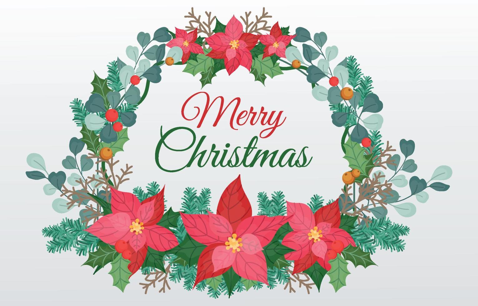 merry christmas poinsettia vector