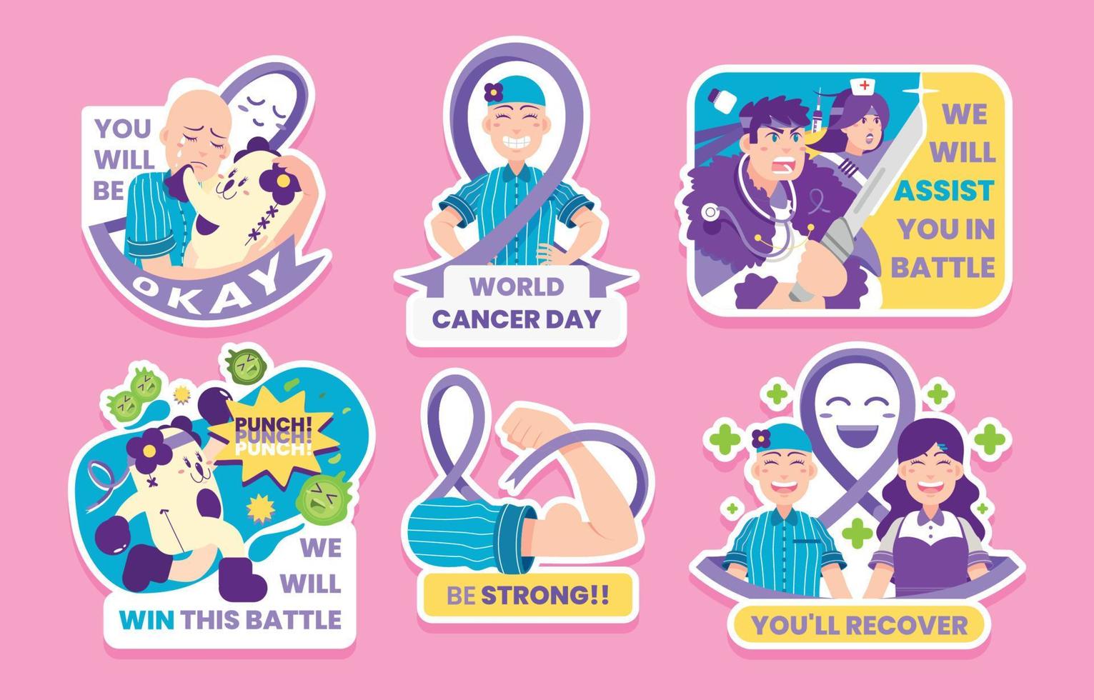 World Cancer Day Sticker Collection vector