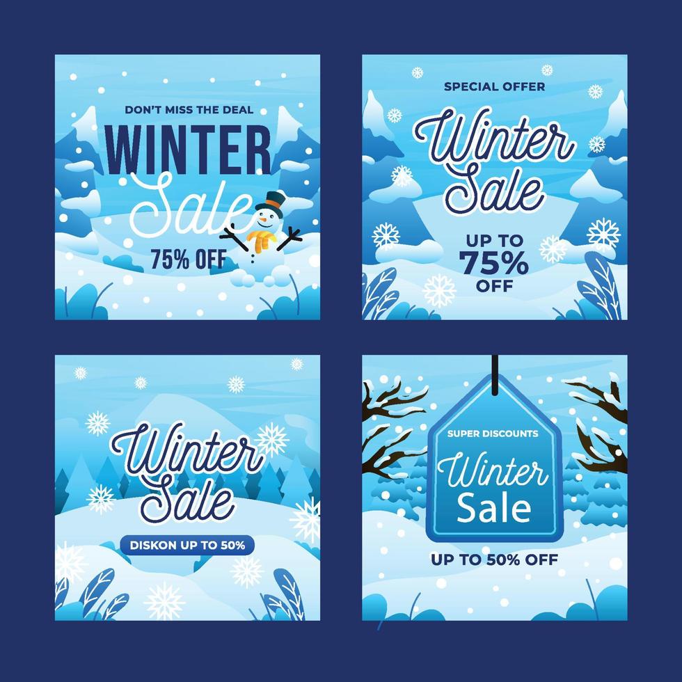 Winter Sale Social Media vector