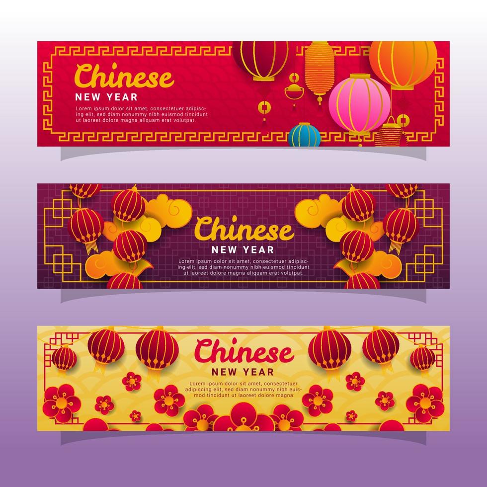 colección de banner de linterna china vector