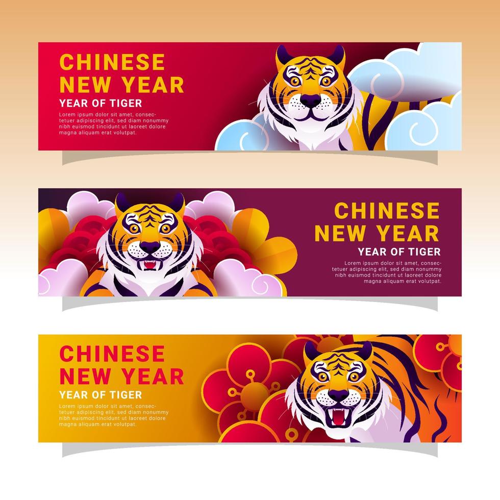 Year Of Tiger Banner Collection vector