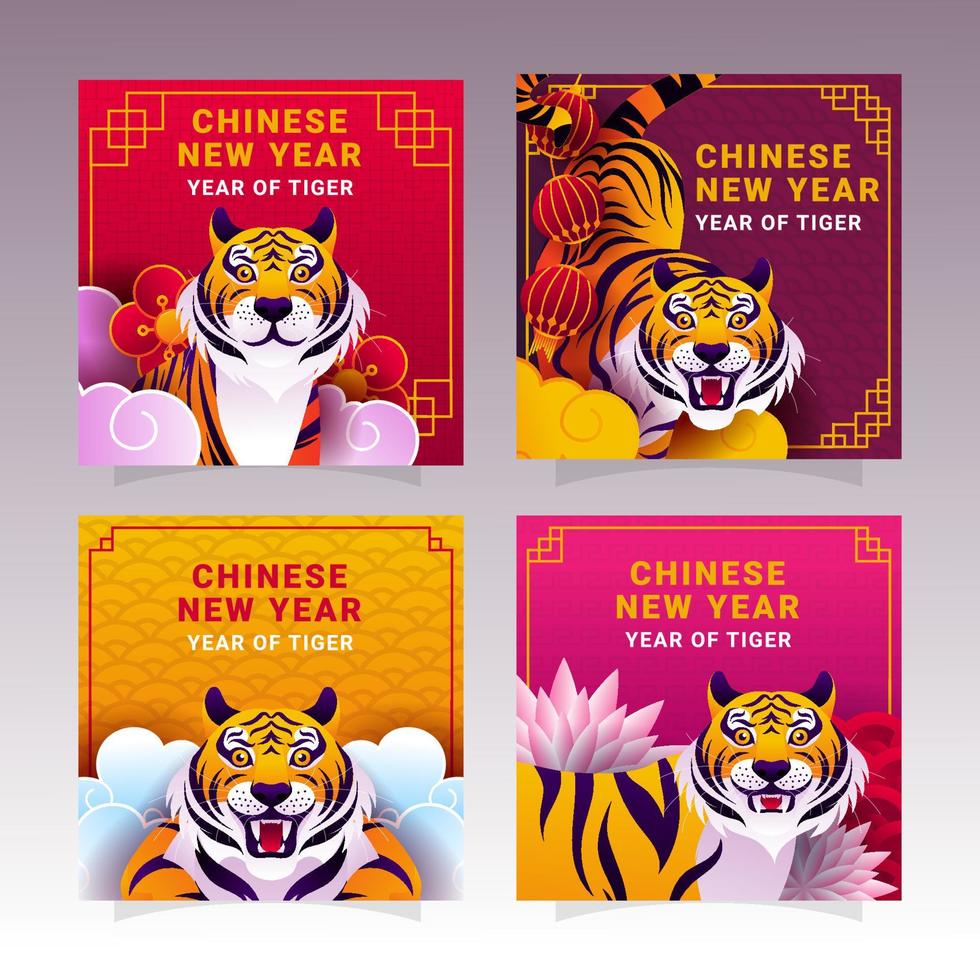 Year Of Tiger Social Media Concept vector