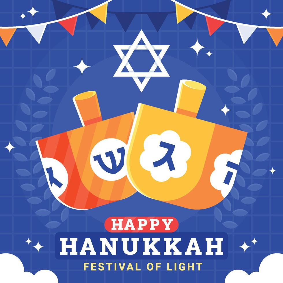 feliz hanukkah con dreidel vector