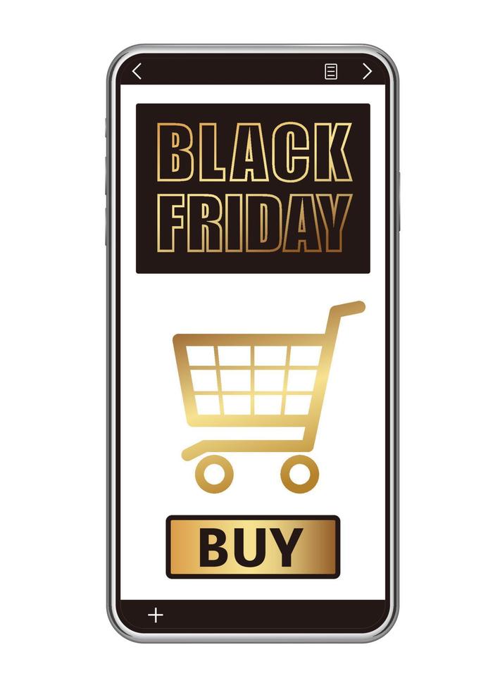 Black Friday Sale Vector Smartphone E-Commerce Interface Illustration Isolated On A White Background.