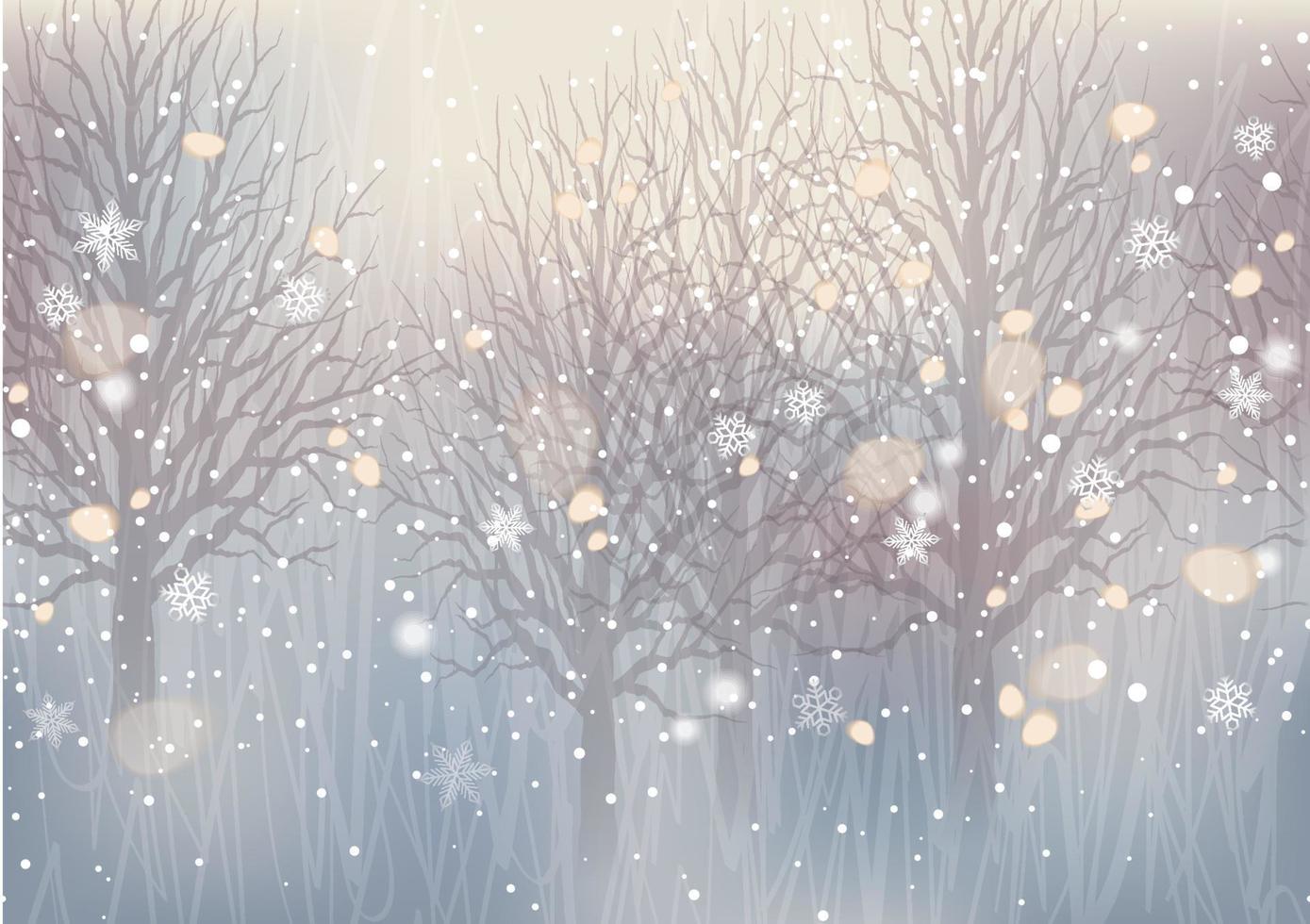 Seamless Abstract Winter Forest With Beautiful Sparkling Lights. Vector Christmas Background Illustration. Horizontally Repeatable.