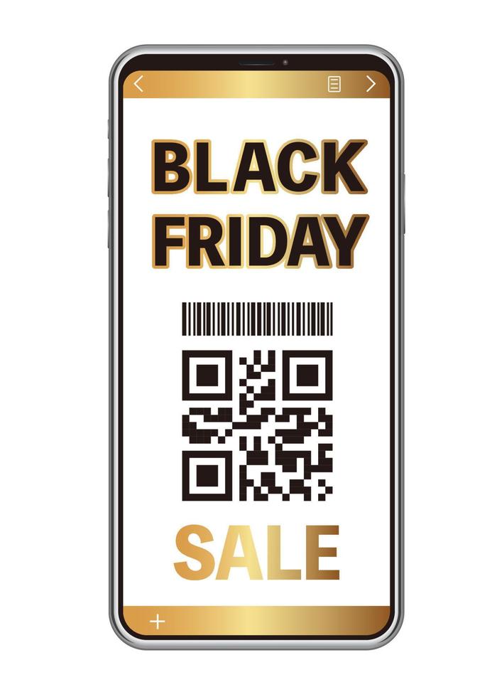 Black Friday Sale Vector Smartphone E-Commerce Interface Illustration Isolated On A White Background.