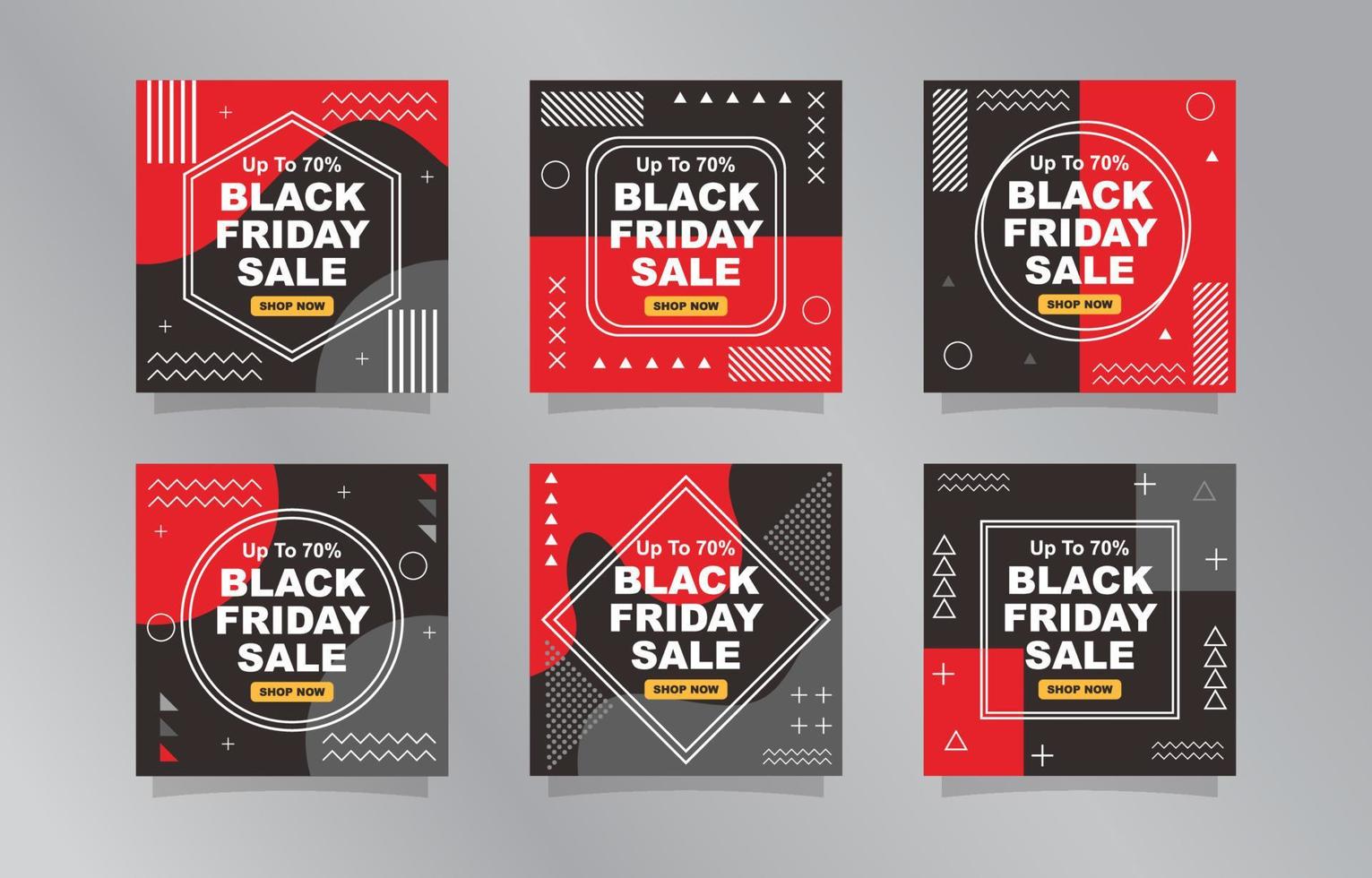 Black Friday Sale Social Media Post Template Collection vector