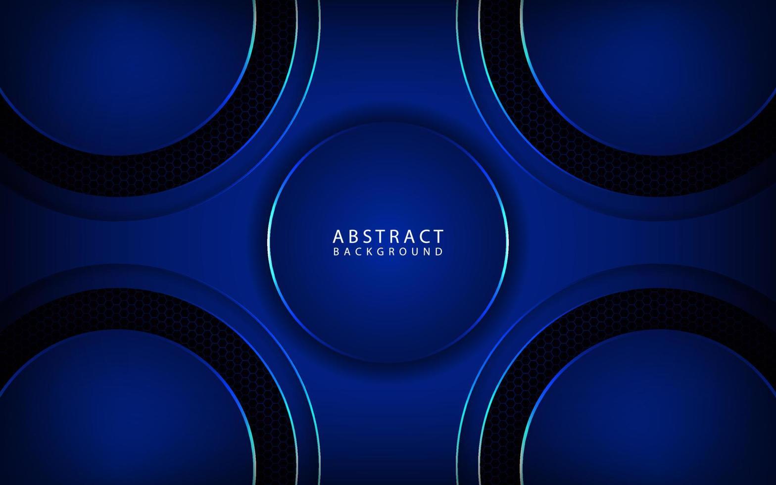 Abstract 3D geometric background overlap layer on dark space with blue metal circle cut effect decoration. Modern template element future style for flyer, banner, cover, brochure, or landing page vector