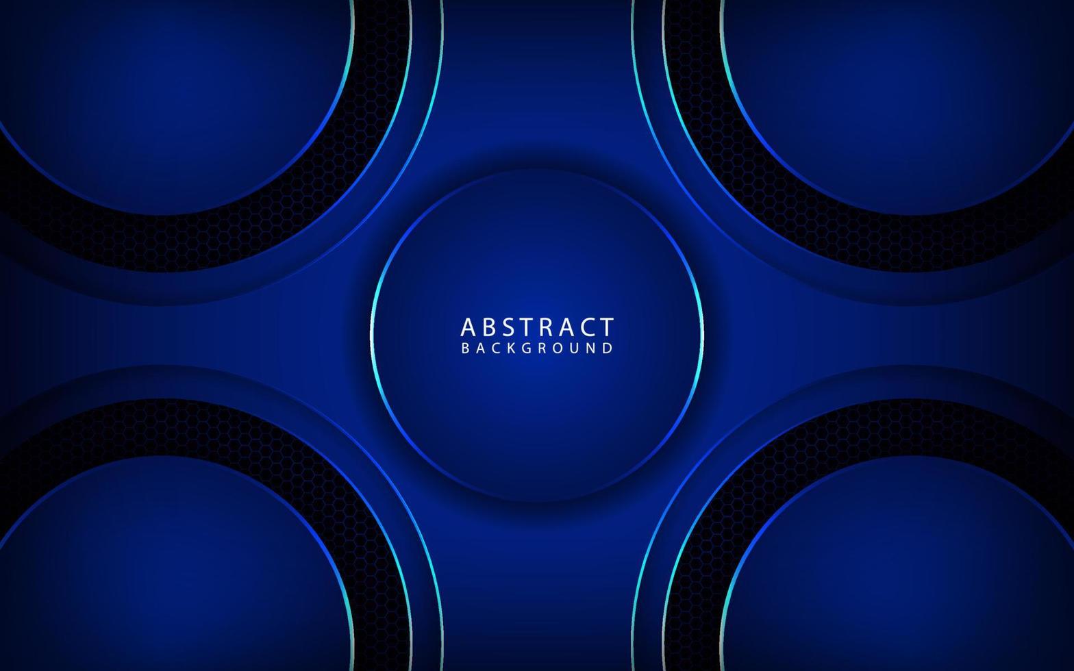 Abstract 3D geometric background overlap layer on dark space with blue metal circle cut effect decoration. Modern template element future style for flyer, banner, cover, brochure, or landing page vector