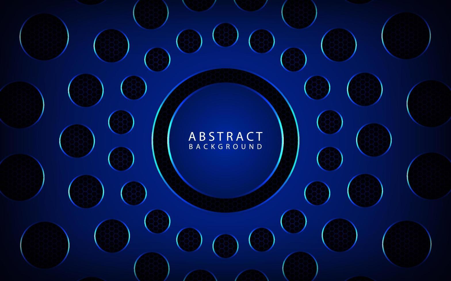 Abstract 3D geometric background overlap layer on dark space with blue metal circle cut effect decoration. Modern template element future style for flyer, banner, cover, brochure, or landing page vector