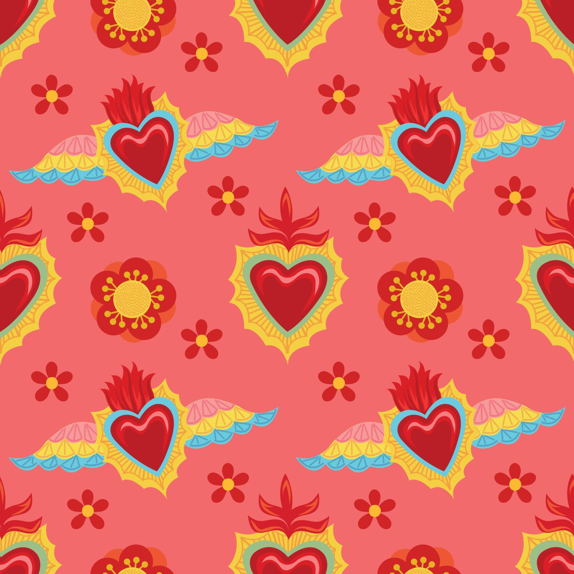 sacred heart seamless wallpaper vector art design 4118342 Vector Art at