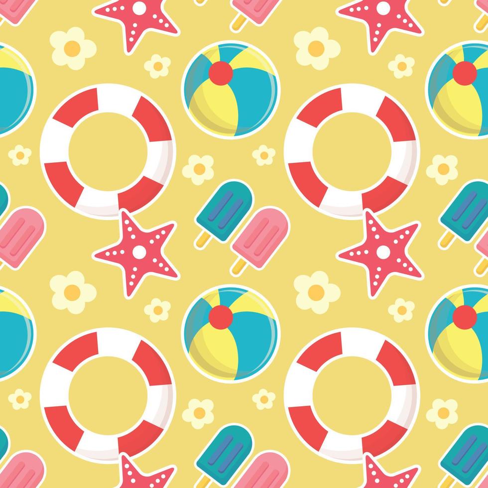 summer object art seamless pattern design vector