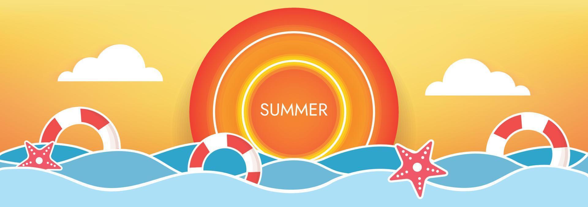 summer sunset beach background beach objects art vector