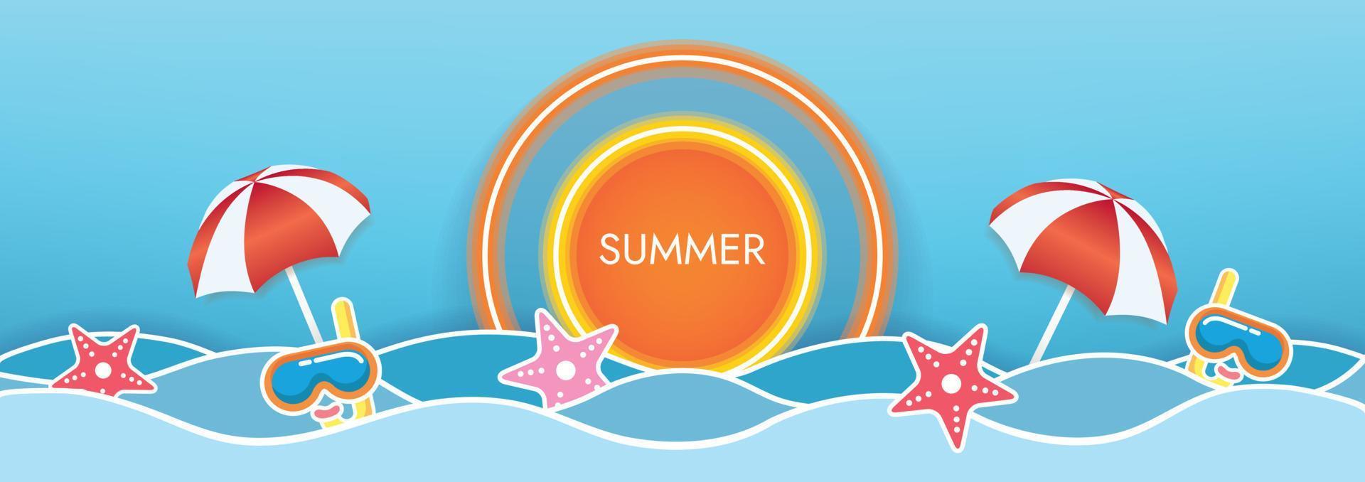 summer sunset beach background beach objects vector