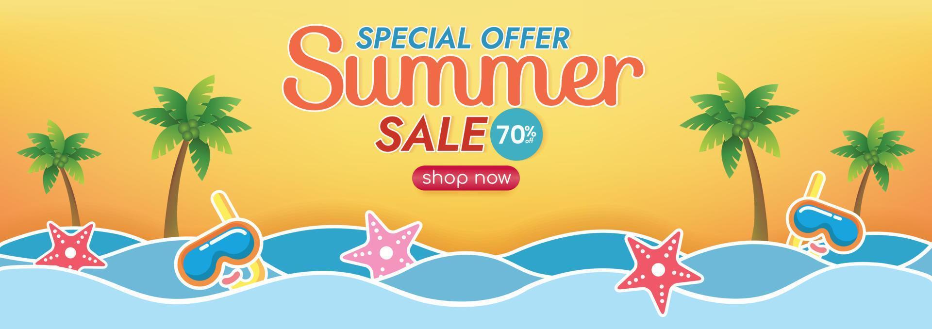 summer sunset beach background beach objects vector