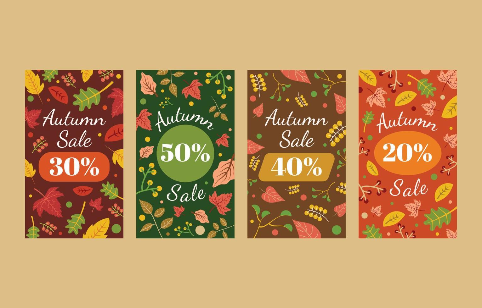 conjunto de plantillas de redes sociales de otoño vector