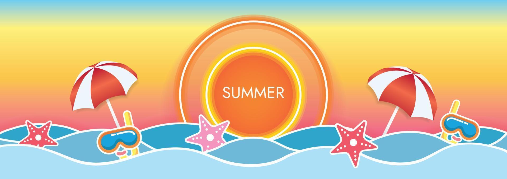 summer sunset art vector beach background