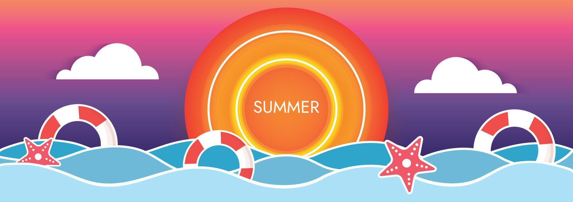 summer sunset art vector beach background beach objects