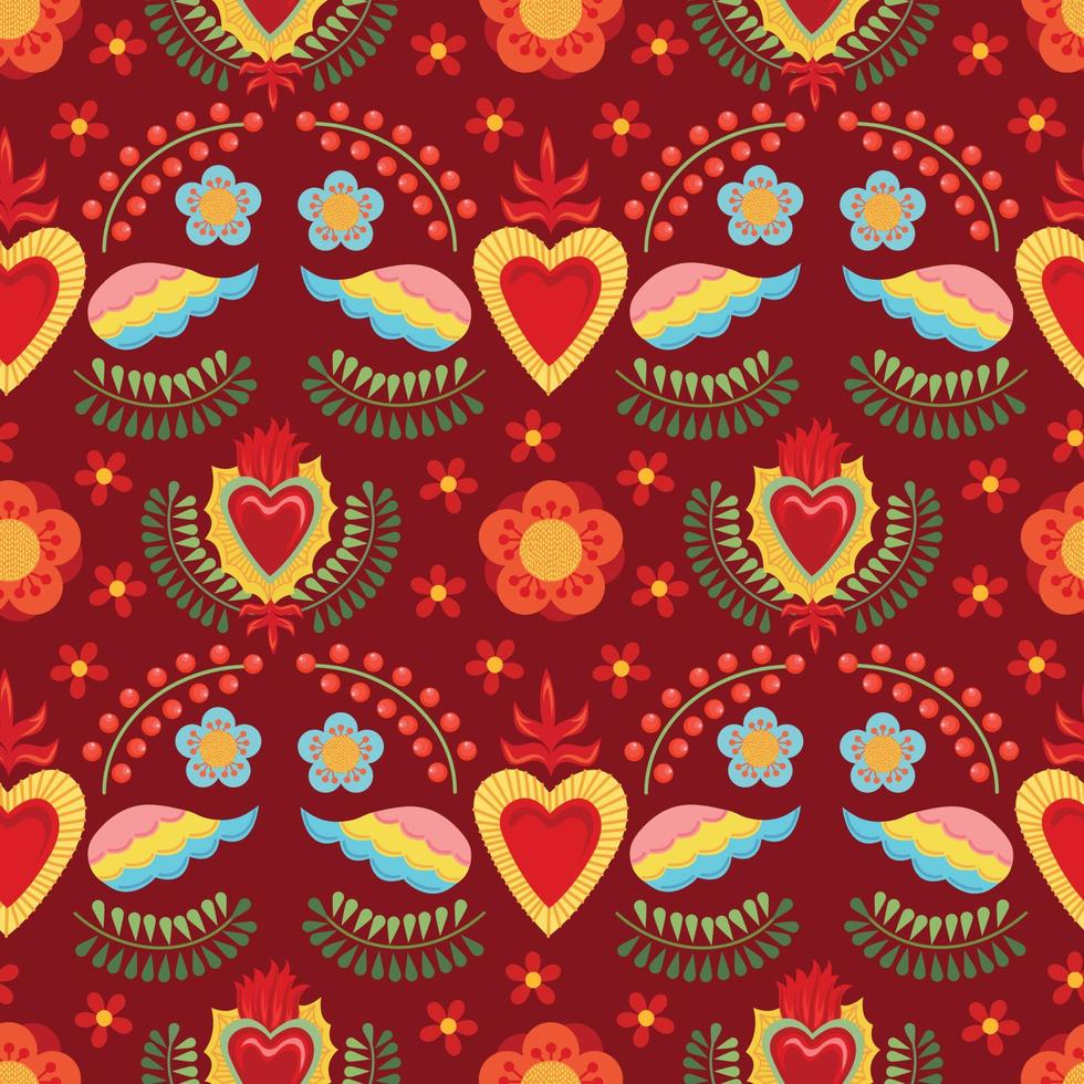 sacred heart seamless pattern design vector