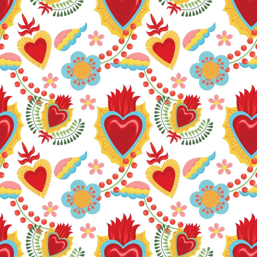 sacred heart seamless vector pattern design