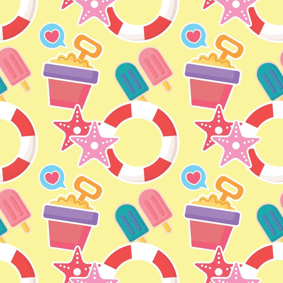 summer object colorful seamless pattern design vector