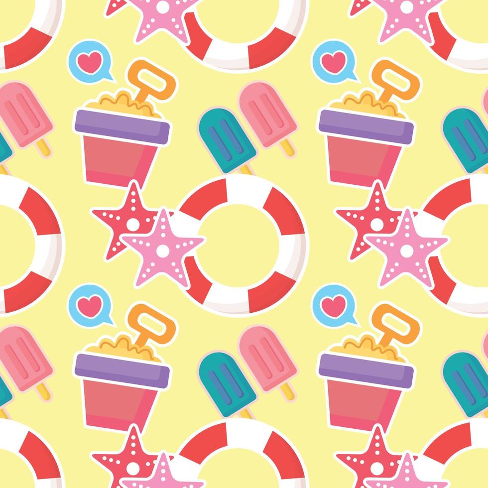 summer object colorful seamless pattern design vector