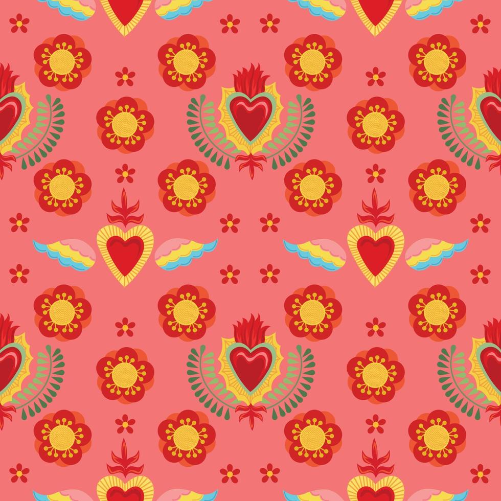 sacred heart seamless vector art pattern design