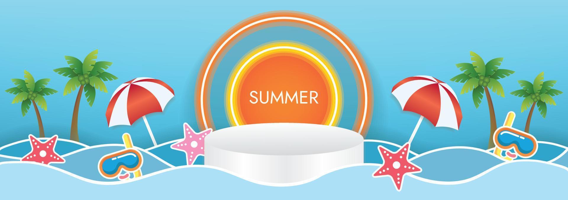 summer sunset beach background art vector