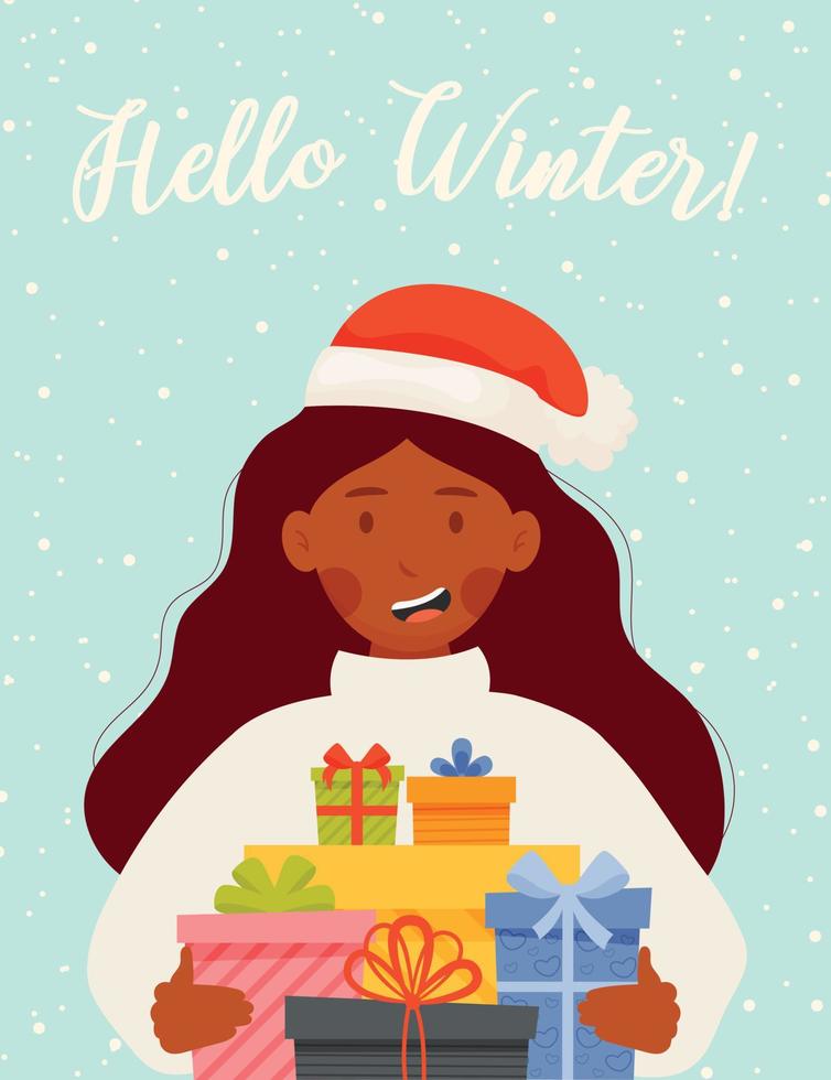 Hello Winter, Christmas illustration vector