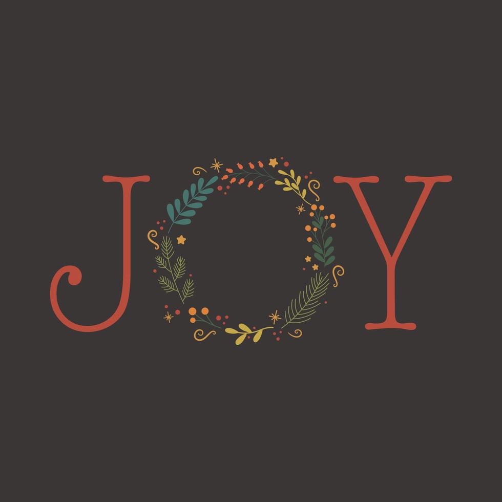 Joy wreath, Christmas illustration vector
