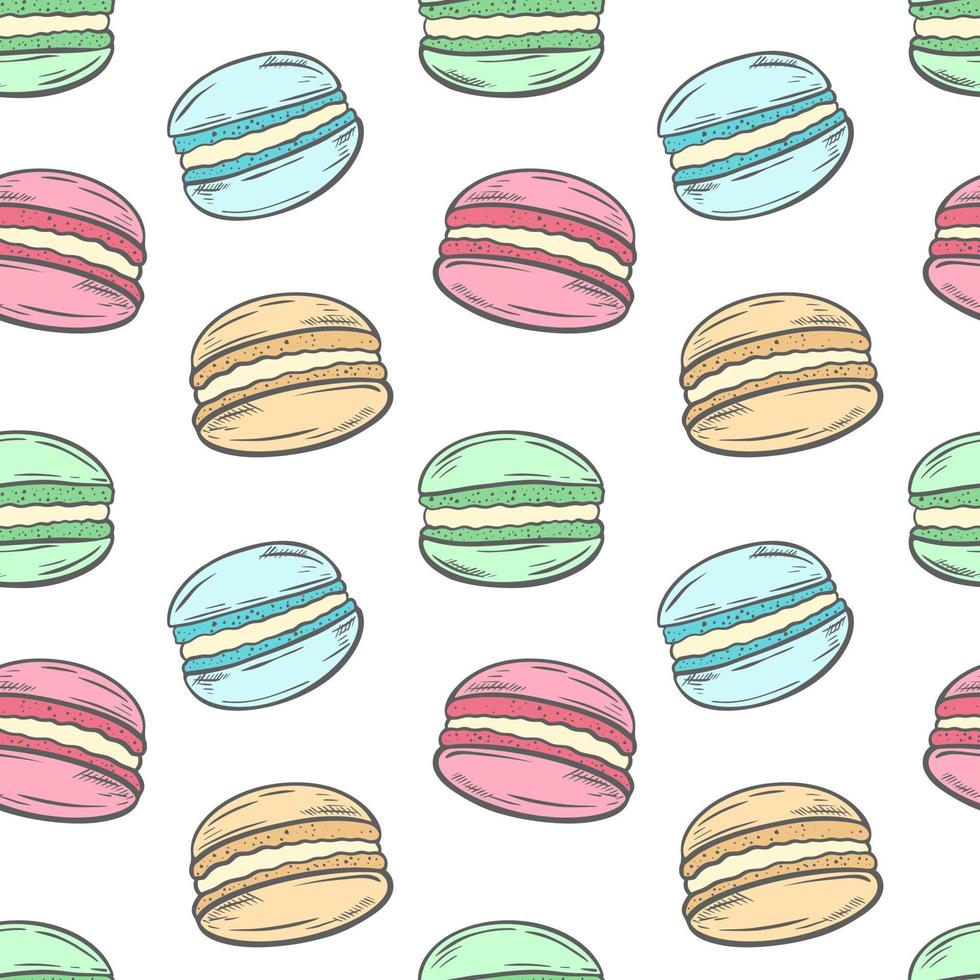 Macaroons on white background seamless pattern vector
