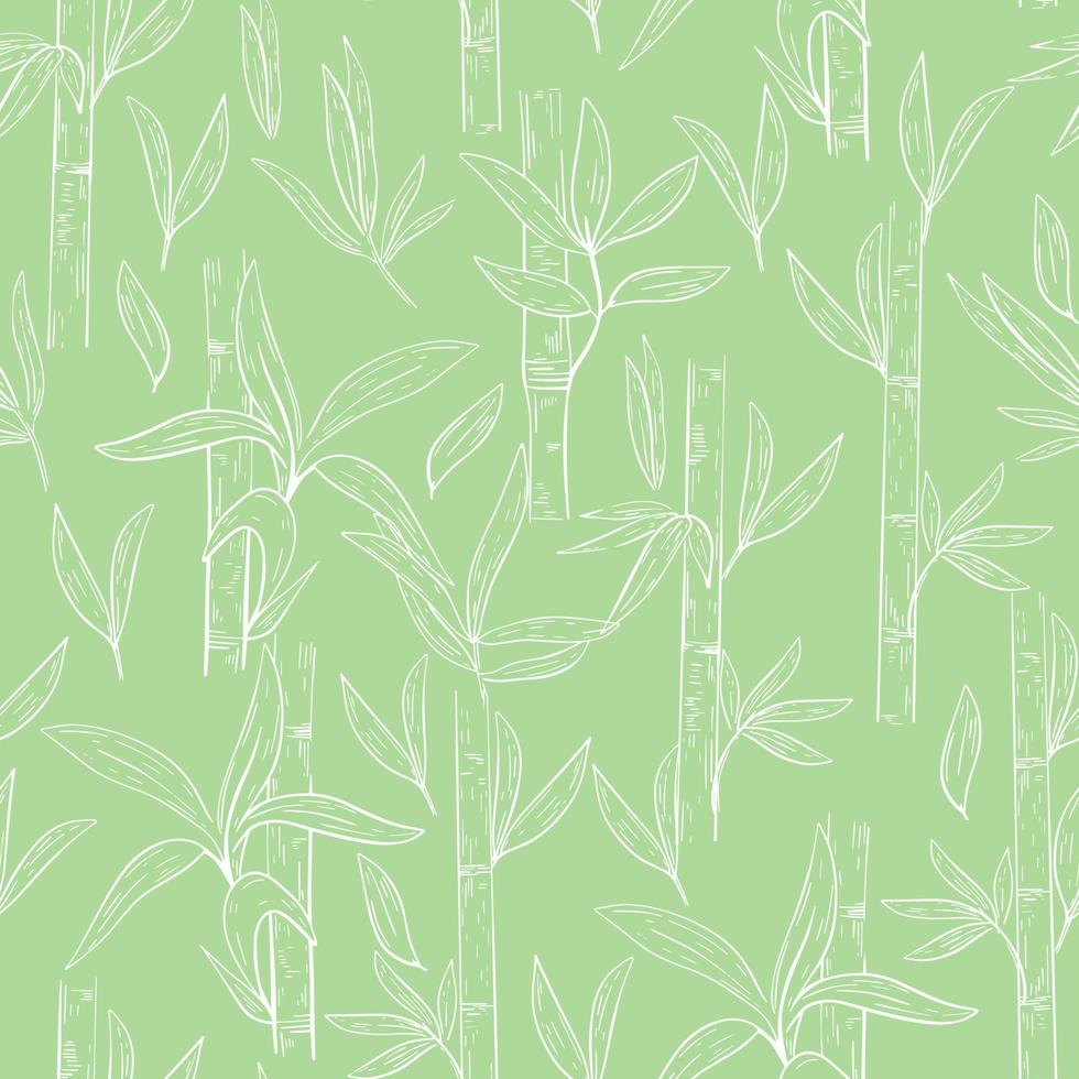 Bamboo outlines seamless pattern vector illustration