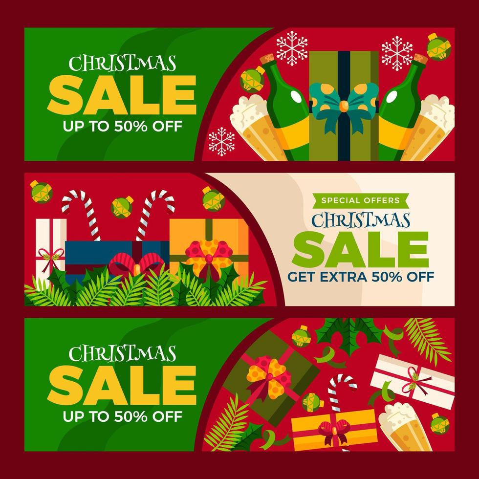 conjunto de banners de venta de navidad vector