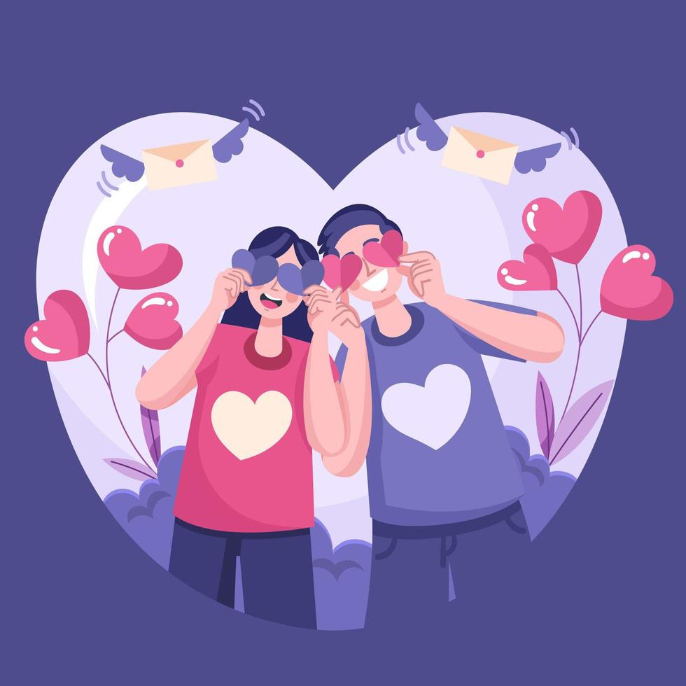 Couple in Love Celebrate Valentine's Day vector